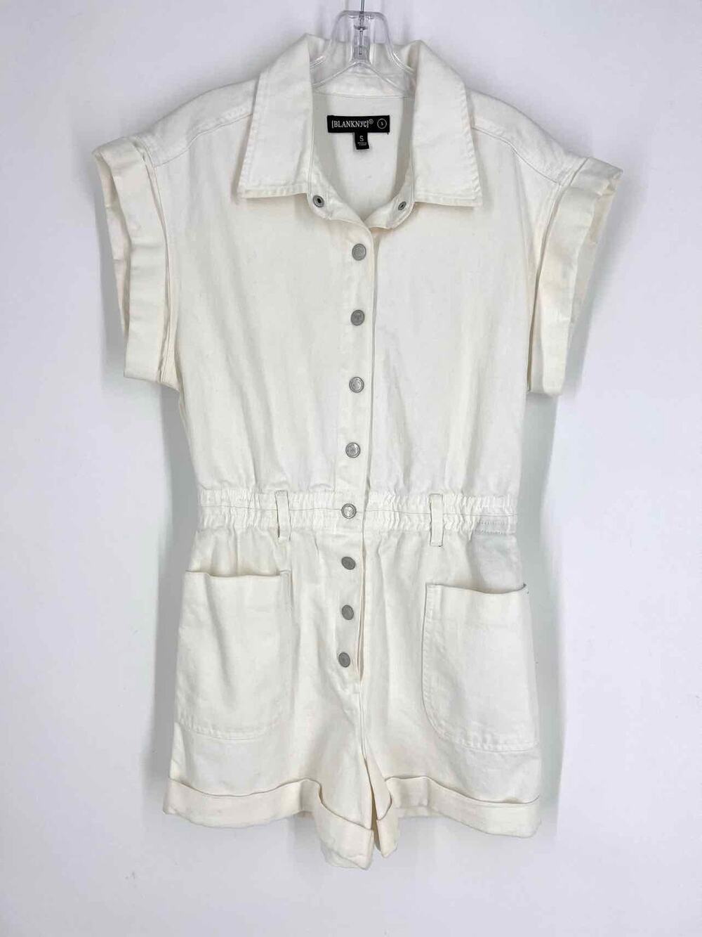 Blank NYC Size S White/Silver Button(s) Denim AS IS Dresses Romper